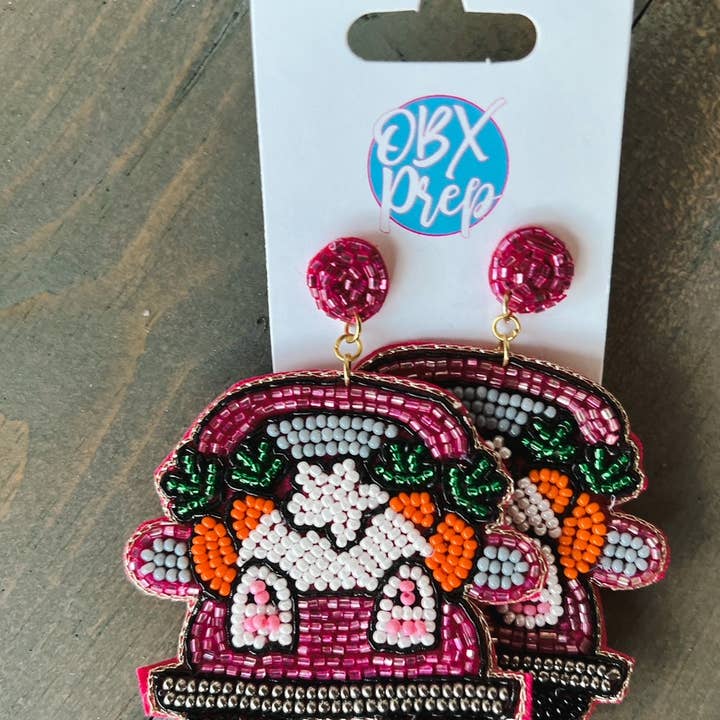 Brincos Easter Bunny Truck Carrot Spring Seed com pérolas penduradas por atacado de OBX Prep