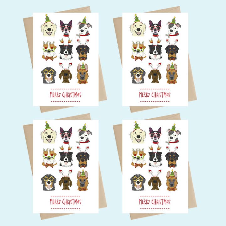 Mini Card Pack - Merry Christmas - Christmas Dogs for wholesale by Dandelion Stationery