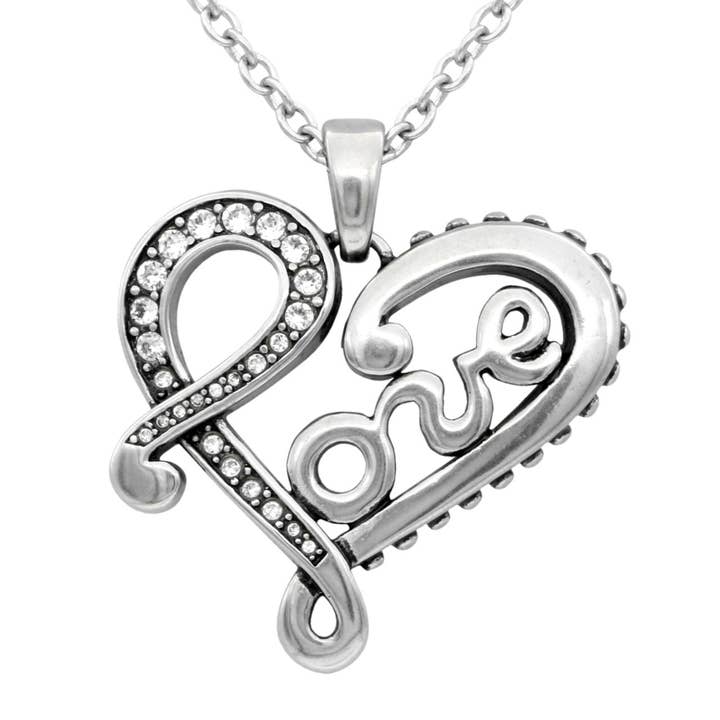 Engraved LOVE letter Heart Necklace for wholesale by Controse