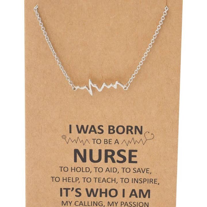 Quan Jewelry - Vendita all'ingrosso Collana con ciondolo/pendaglio - Collana con cardiogramma Macaria, regalo per infermiera1