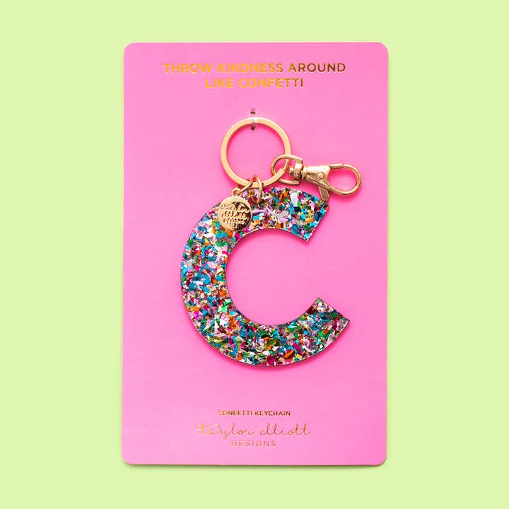 Taylor Elliott Designs - Wholesale Keychain - Women's - Keychain - Letters A - Z - Colorful Confetti - Each