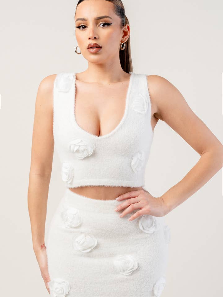 PS9668C-W_ANGURA STRIKSÆT - CROP TOP & MINI NEDERDEL for engroshandel hos PRIVY