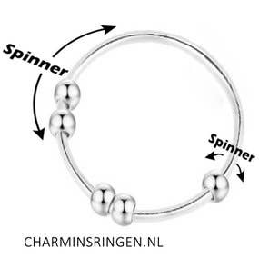 R1063 klassisk fidget-ring mod angst med 5 stålkugler for engroshandel hos Charmin's Ringen
