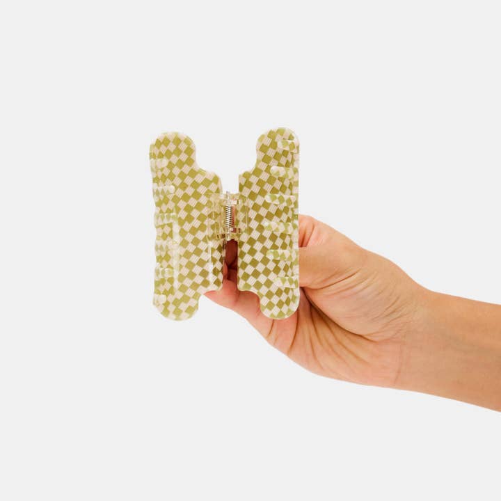 CHUNKS - Wholesale Hair Clip - Women's - Baby Nimbus Claw in Olive Check