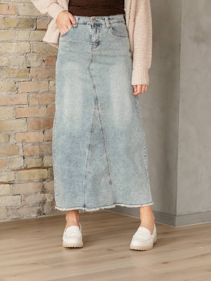 Inherit Clothing Company - Wholesale Skirt - Women's - Piper A-line Long Denim Maxi Skirt