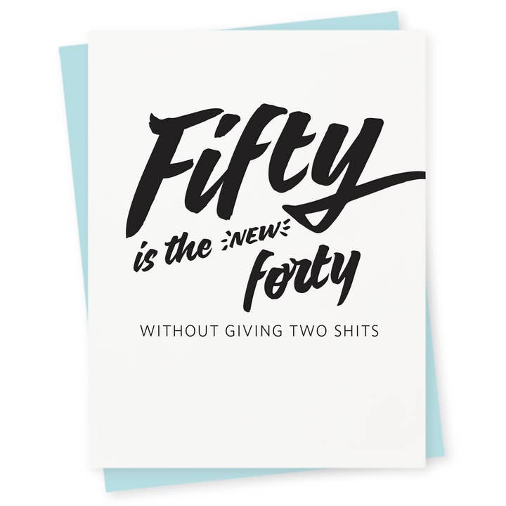 Fifty Letterpress Birthday Card for wholesale by 417 Press