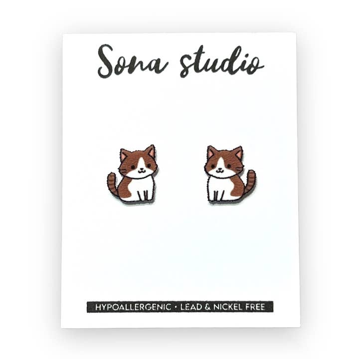 Brown Kitty Earrings for wholesale by Sona Studio