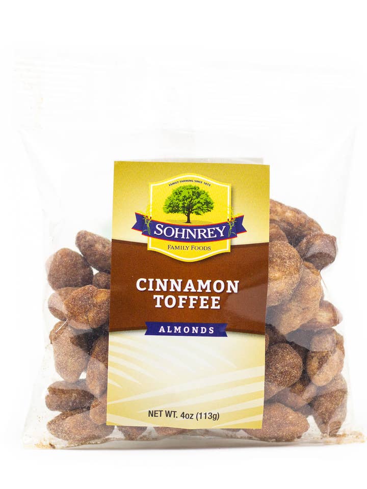Cinnamon Toffee Almonds 4 oz for wholesale by Sohnrey Family Foods LLC