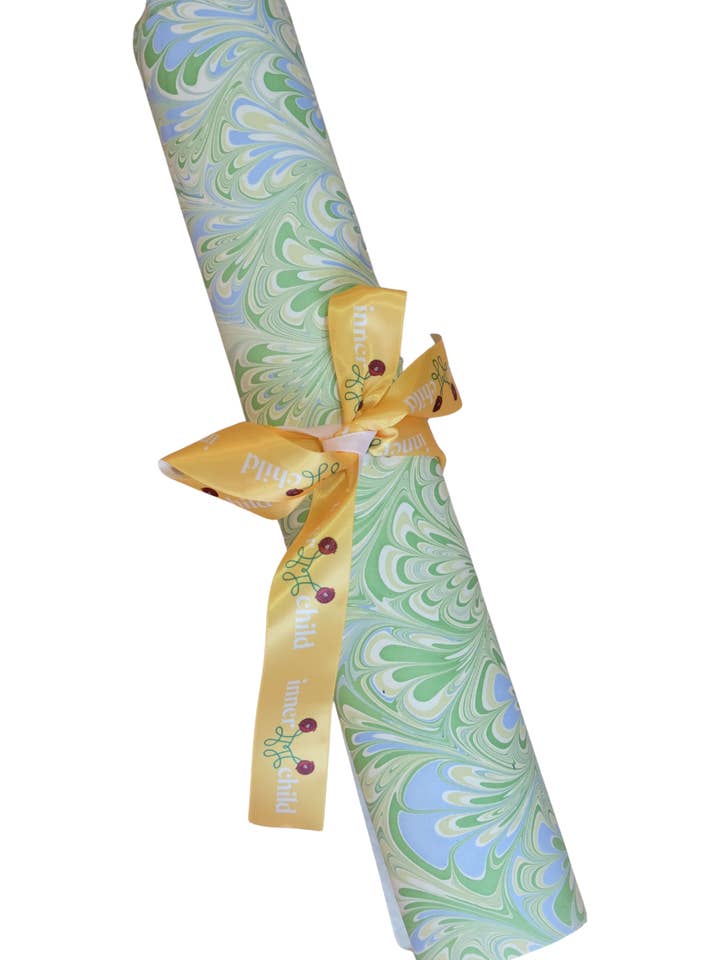 Hand Marbled Seaglass Peacock Gift Wrapping Paper for wholesale by Inner Child