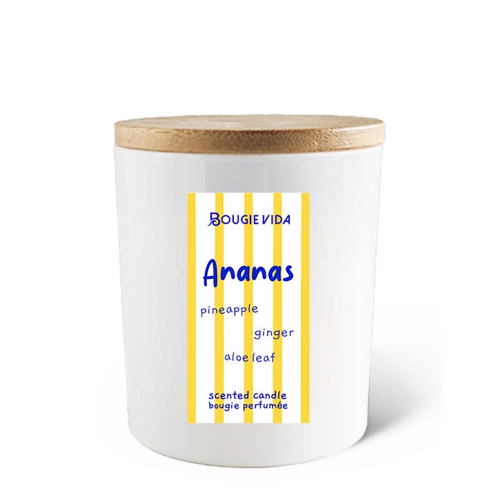 Ananas 8 oz Soy Signature Glass Candle for wholesale by Bougie Vida