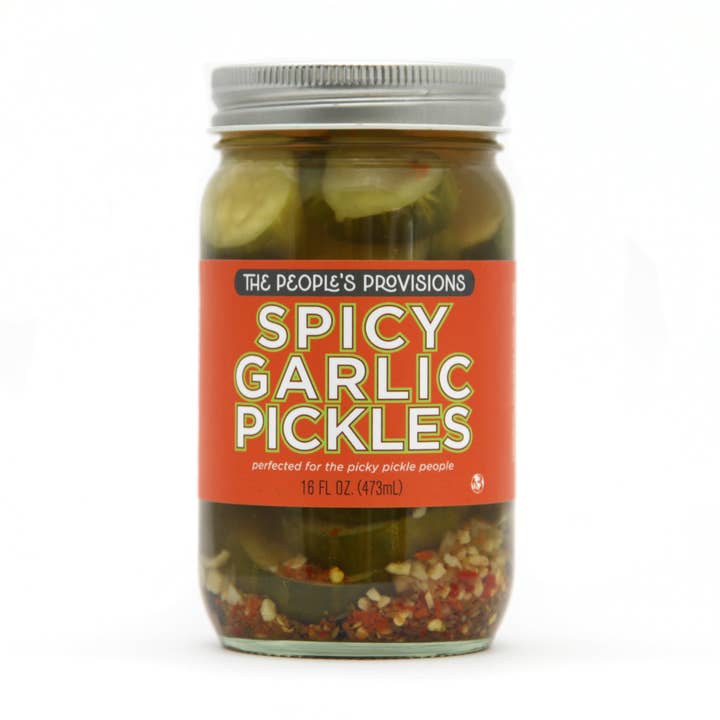 Spicy Garlic Pickles 16oz for wholesale by The People's Provisions