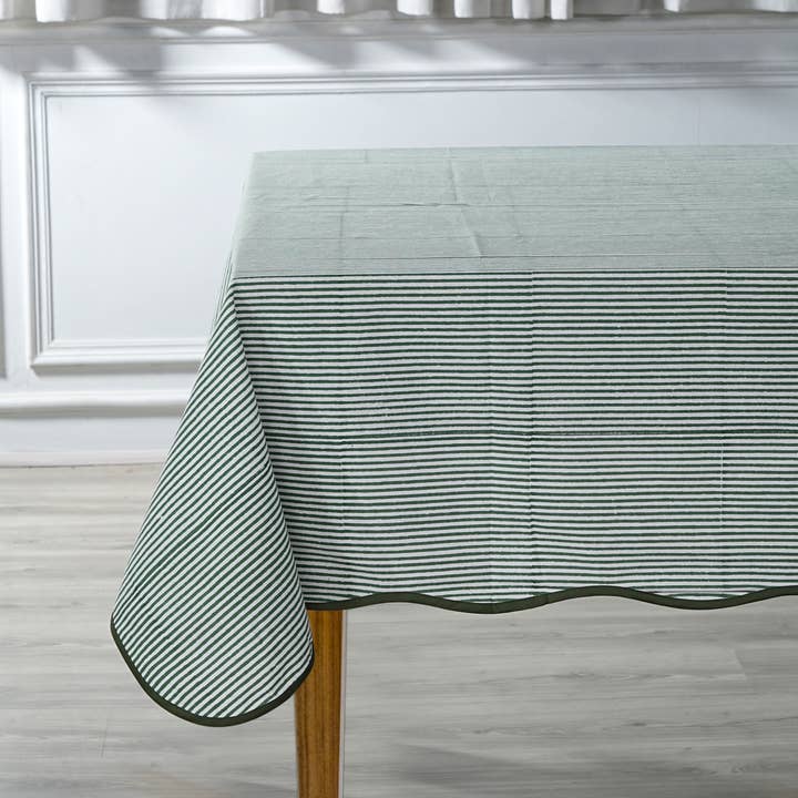 Fabricrush - Wholesale Tablecloth - Fabricrush Trending New Green Stripe Cotton Tablecloth4