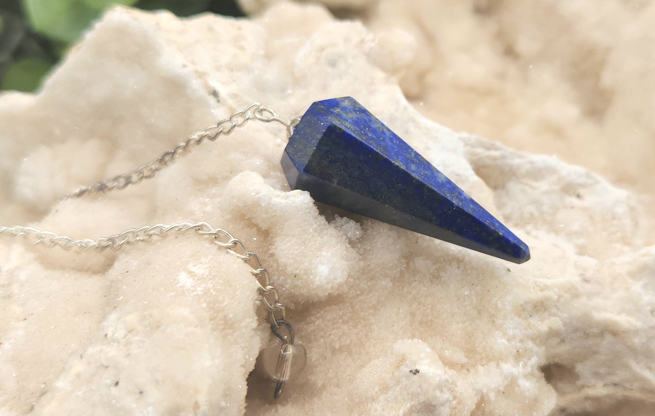 Meraki Gemstones - Wholesale Pendulum Board - Lapis Lazulli Pendulum with Silver Color Chain 2