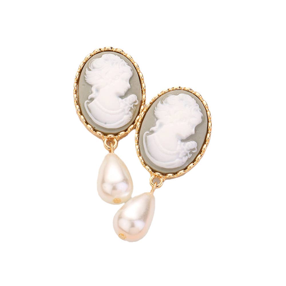 Sensibling Corp. - Wholesale Dangle Earrings - Teardrop Pearl Dangle Cameo Earrings5