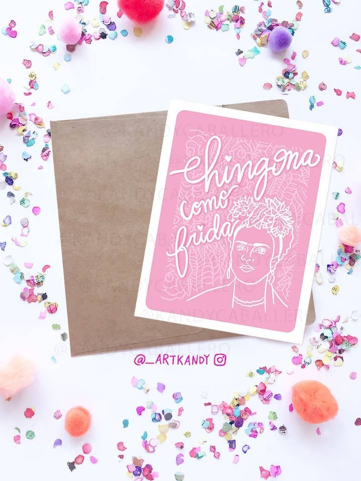 Von der spanischen Chingona Frida Kahlo inspirierte Grußkarte für den Großhandel von ArtKandy