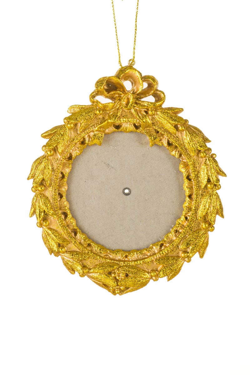 Starlight Collection - Wholesale Ornament - NEW-Gold Wreath Photo Frame Ornament With Glass Cover0