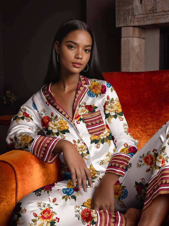 White Floral Print Ashley Two-Piece Set for wholesale on Faire0