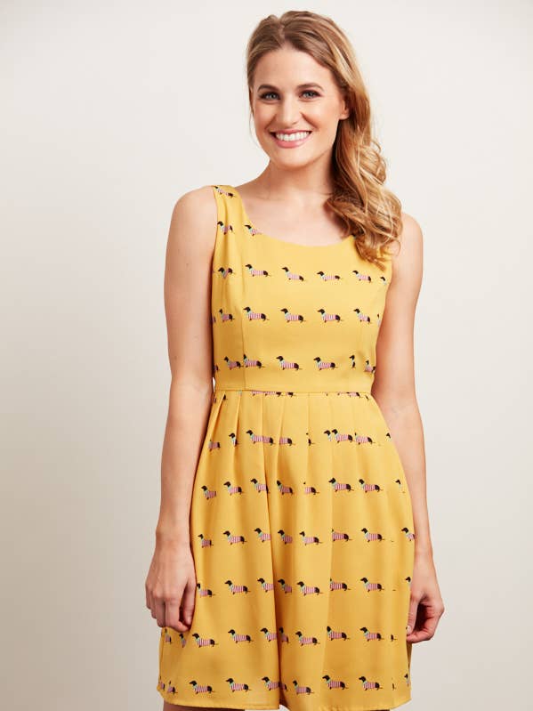 SM WARDROBE - Wholesale Dress - Women's - Wiener Dog Print Dressei0