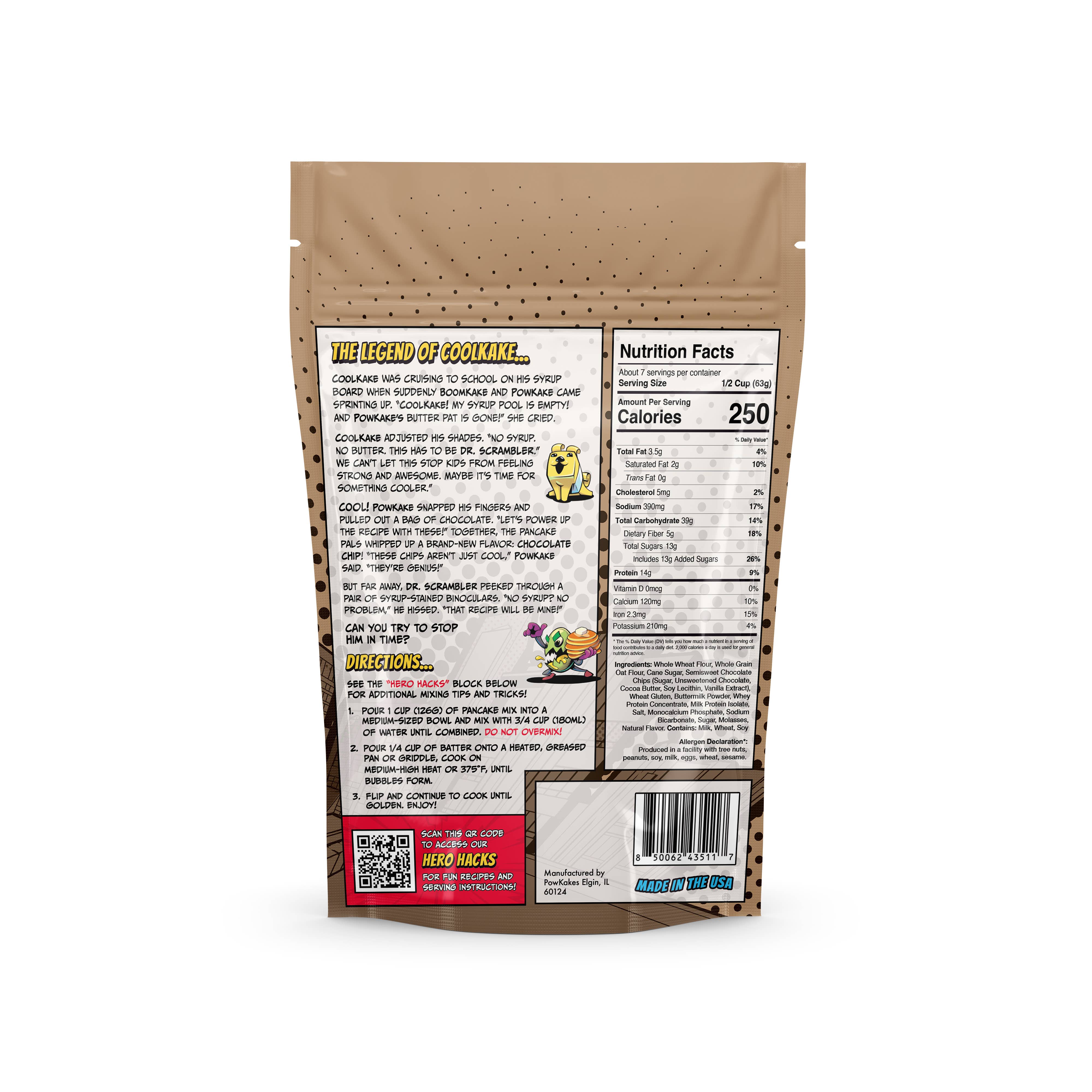 PowKakes - Wholesale Pancake Mix - POWKAKES Protein Pancake Mix and Waffle Mix, Chocolate Chip1
