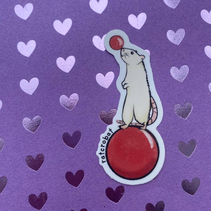 AstroManatee Shop - Vente Autocollant - Ratcrobat // autocollant de rat // rat de compagnie // cadeaux pour les propriétaires de rats1