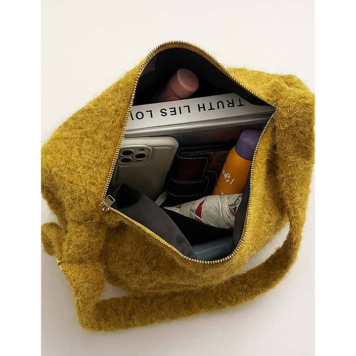 Sweetkama – bolsa tiracolo - Mulher por atacado – Mala a Tiracolo de Senhora em Bouclé Cor Sólida Capacidade Mala de Ombro2