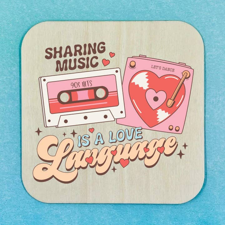Wooden Coaster - Partager de la musique est un langage d'amour pour la vente par 143 Gumdrops
