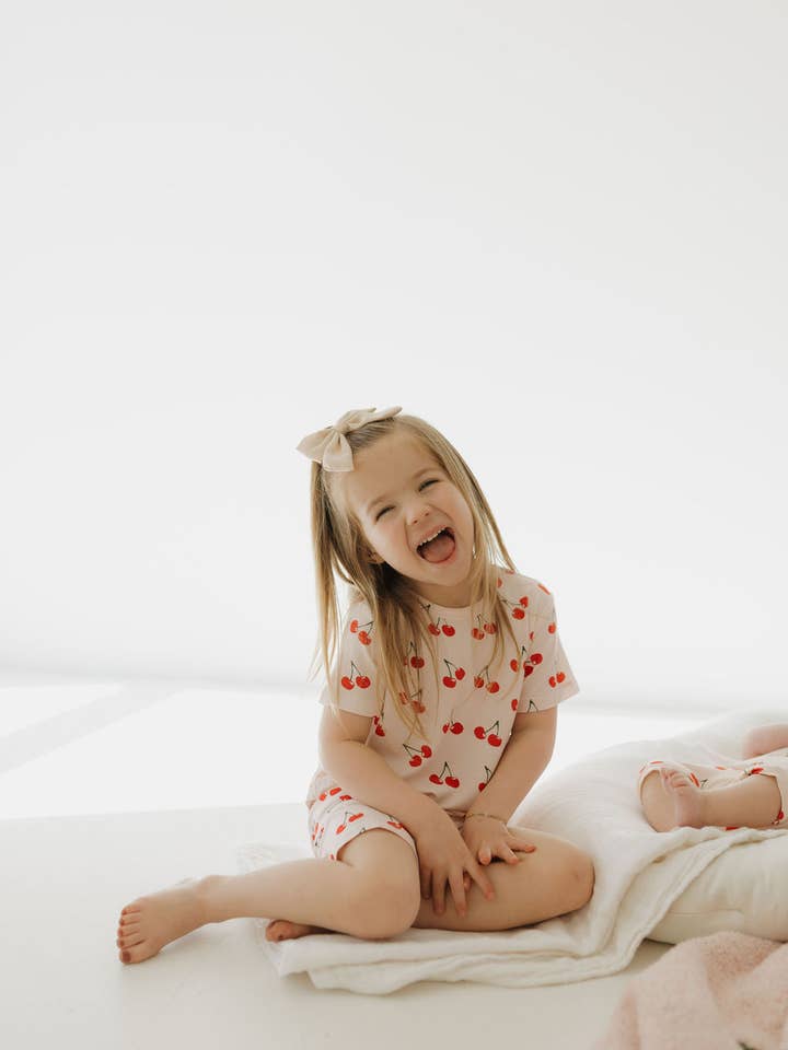 Forever French Baby - Wholesale Sleepwear Set - Kids - Bamboo Short Set | Cherry Orchard