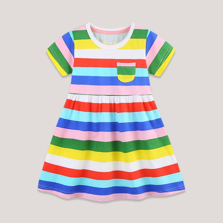 Summer Rainbow Print Princess Dress For Girls for wholesale by shoplittleswan