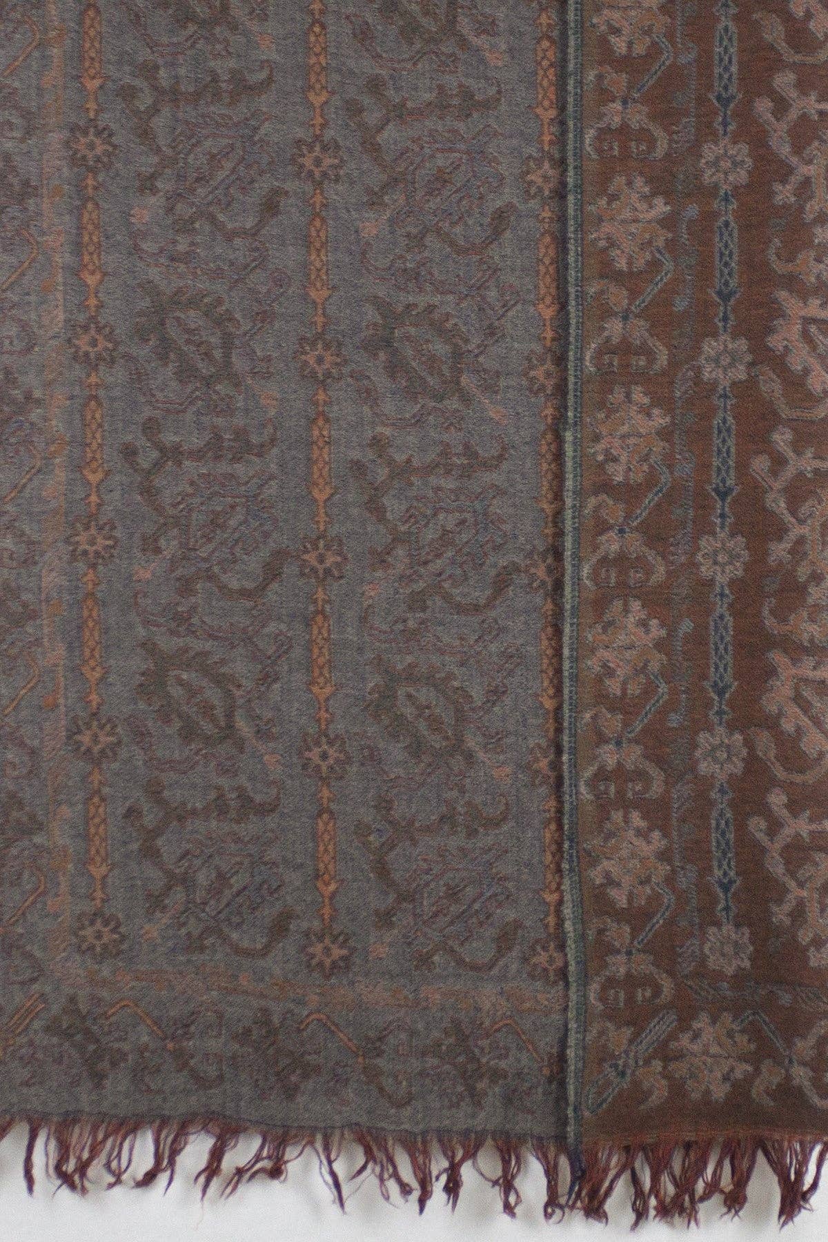 SVEZElife - Wholesale Sjaal - Dames - Jamdani Motif Jacquard Merino wollen sjaal - grijs oranje6