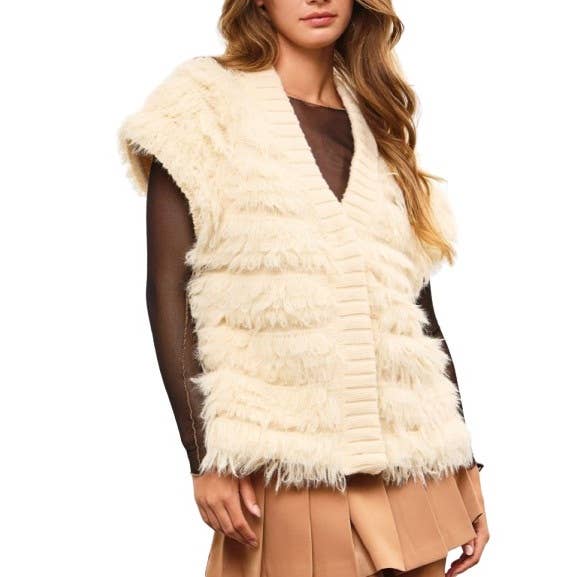 Blue Bunny Inc – wholesale Jacket – Women's – Fringe Shaggy Cap Sleeve Sweater Jacket10