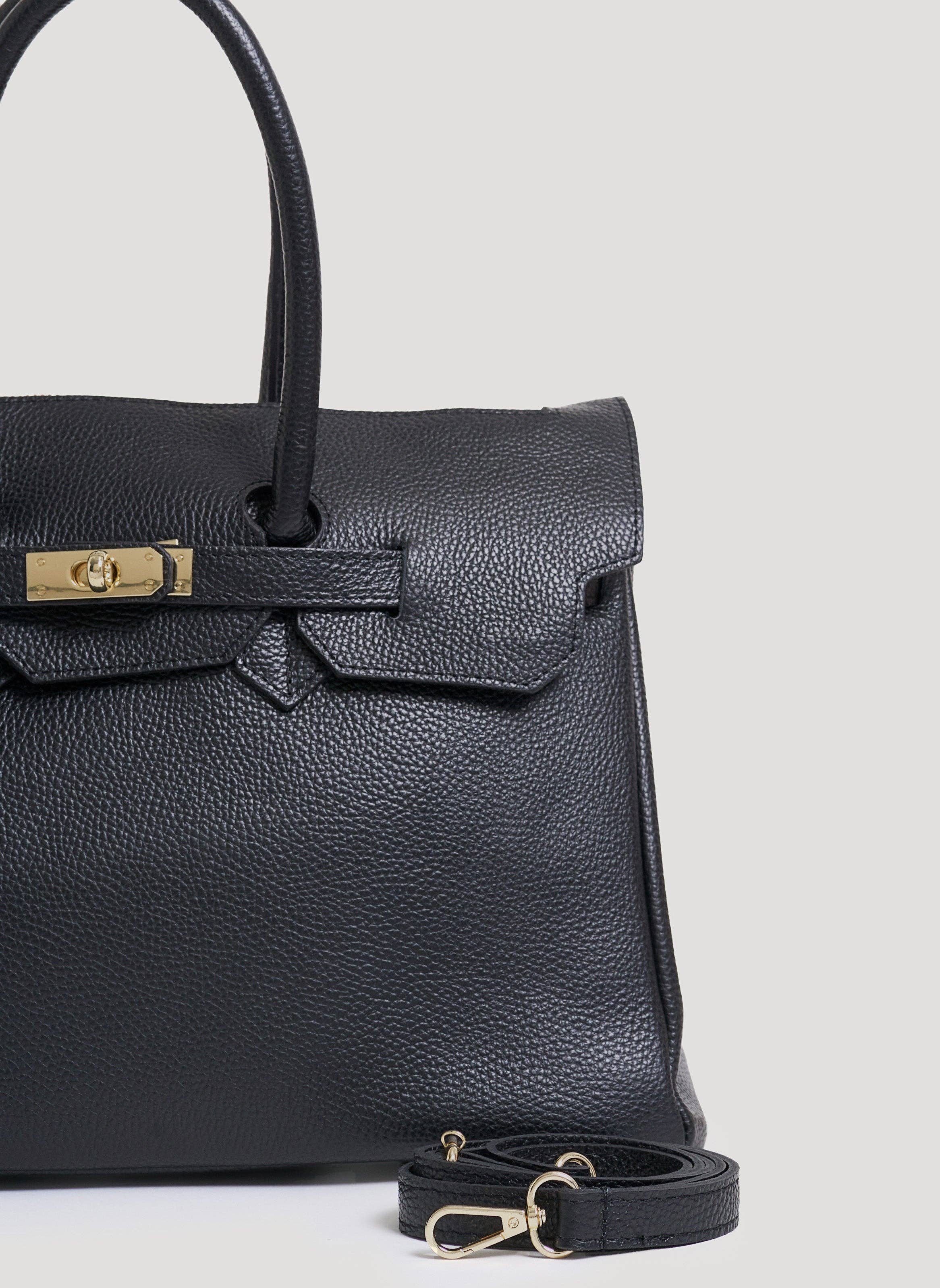 Voemièn - Wholesale Top Handle Bag - Women's - Elizabeth Bag in Black Togo Leather4