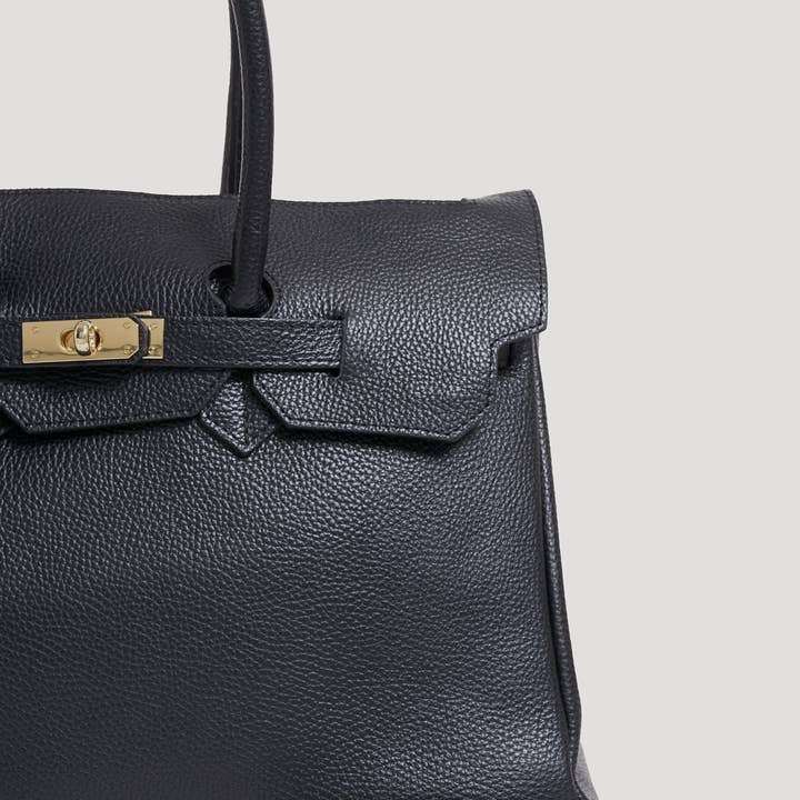 Voemièn - Wholesale Top Handle Bag - Women's - Elizabeth Bag in Black Togo Leather4