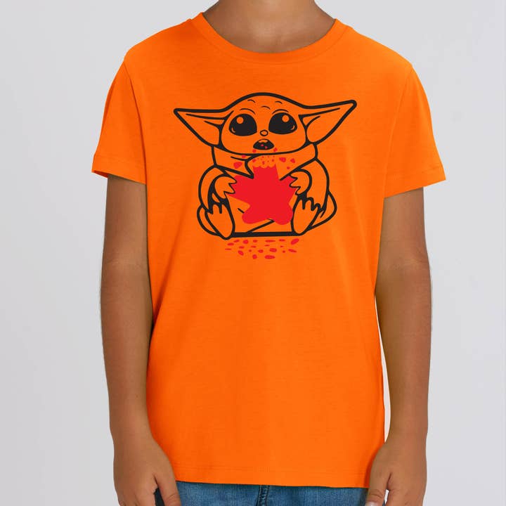 Baby Yoda Eating Meeple T-Shirt für Kinder für den Großhandel von Meeplings | Handmade in Berlin