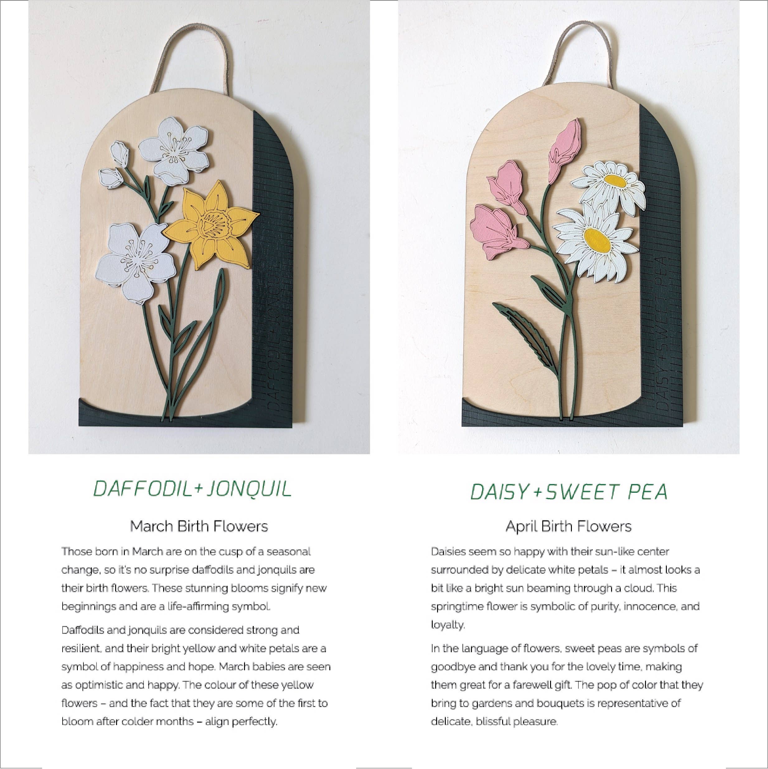 Makery Maven Co. - Wholesale Wall Accent - Birth Flower Wall Art | Individual Months of Collection1