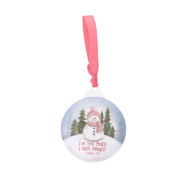 Divinity Boutique - Wholesale Ornament - Metal Ornament: For This Child (Pink) 1 Samuel 1:27