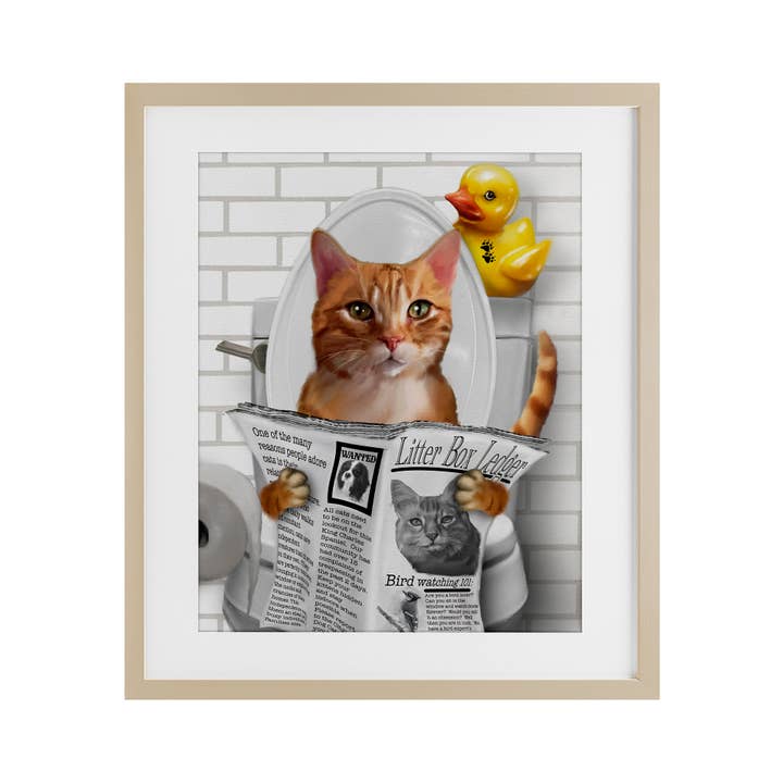 Stupell Industries - Wholesale Wall Sign - Cat on Toilet with Ducky - Print Under Glass Wall Art12