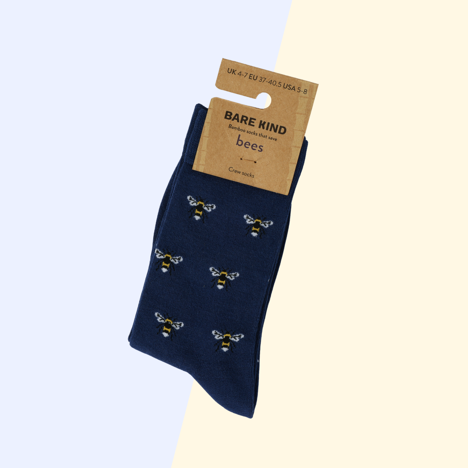 Bare Kind Socks - Vendita all'ingrosso Calzini - Unisex - Calzini con motivo ape piccolo | Calzini in bambù blu1