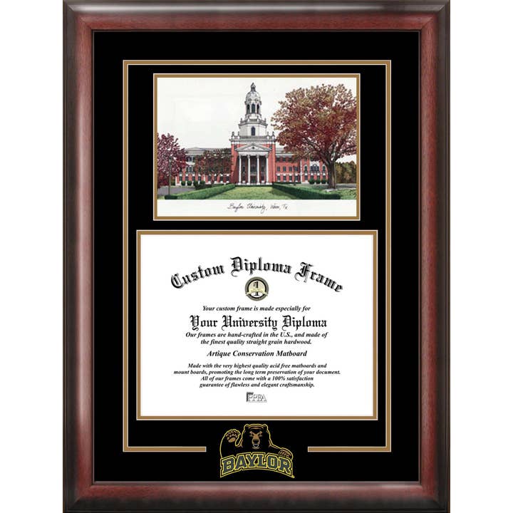 Baylor Univ. Spirit Grad Diploma Frame with Litho for wholesale by Campus Images