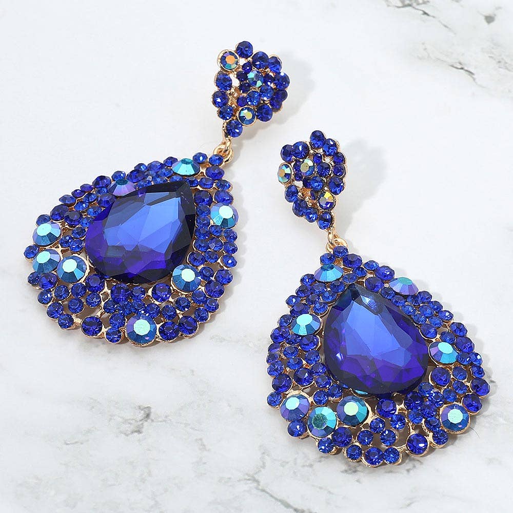 Sensibling Corp. - Wholesale Dangle Earrings - Teardrop Rhinestone Embellished Dangle Evening Earrings23