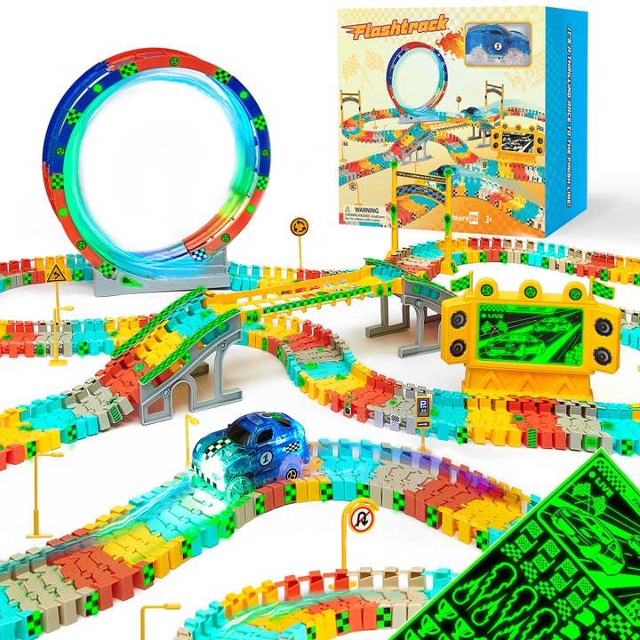 JitteryGit - Wholesale Toy Set - Kids - FlashTrack Glow in the Dark Racing & Building Track Set