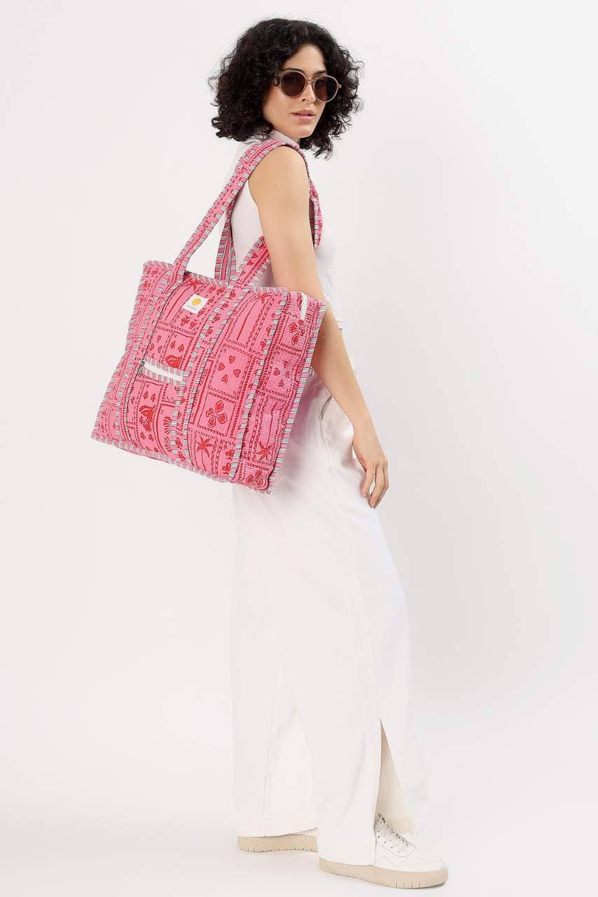 Hi Handmade - Wholesale Tote bag – Women's - Cotton Tote Bag With Zip - Pink Suits8