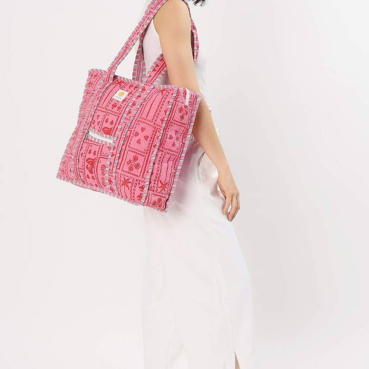 Hi Handmade - Wholesale Tote bag – Women's - Cotton Tote Bag With Zip - Pink Suits8