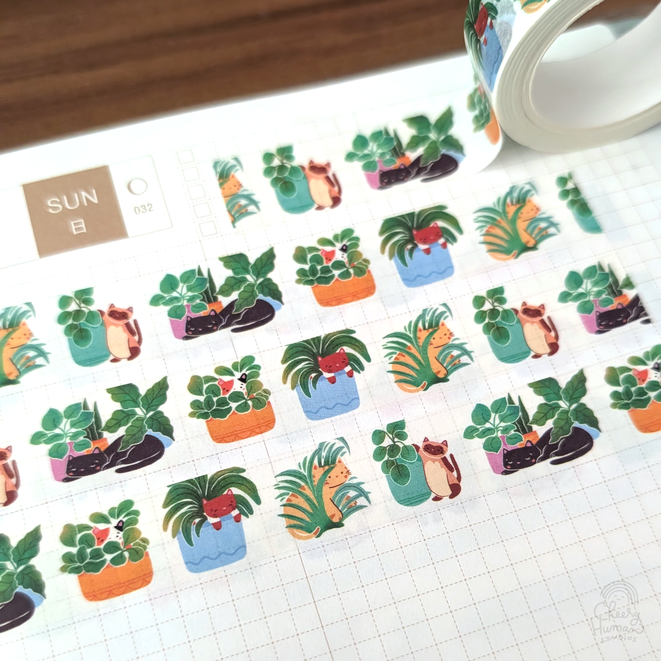 Cheery Human Studios - Wholesale Washi Tape - Cats & Plants - Washi Tape1