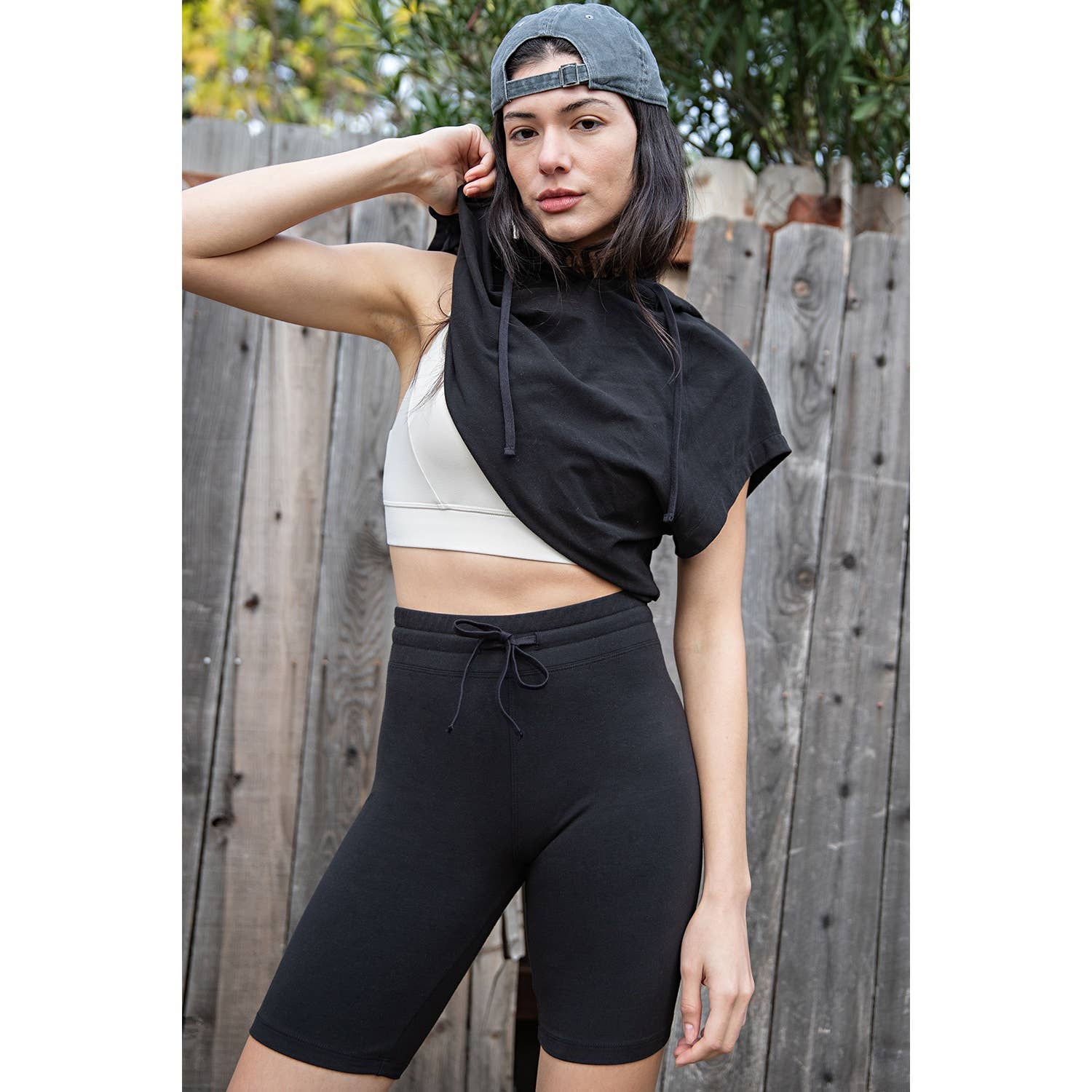 Rae Mode - Wholesale Hoodie - Women's - COTTON LYCRA SHORT SLEEVE HOODIE TOP1