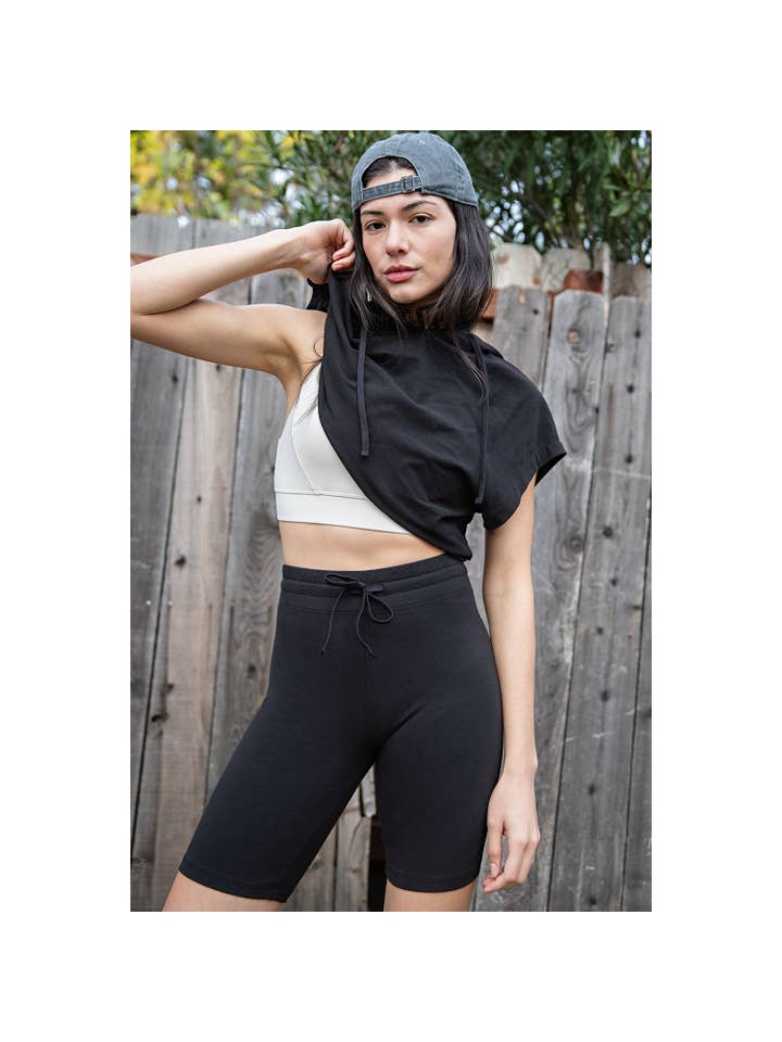 Rae Mode - Wholesale Hoodie - Women's - COTTON LYCRA SHORT SLEEVE HOODIE TOP1