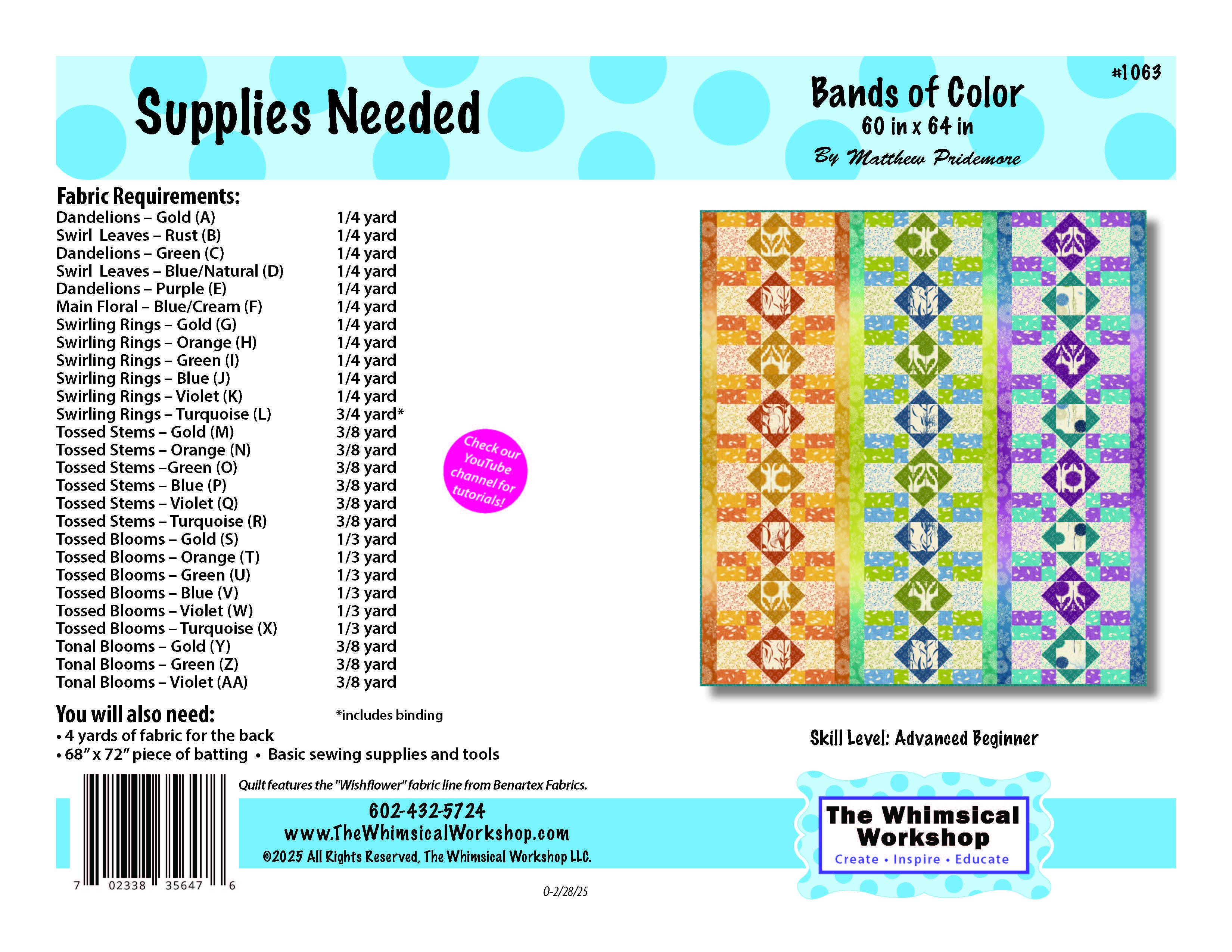 The Whimsical Workshop - Wholesale Quilt - Bands of Color Quilt Pattern1