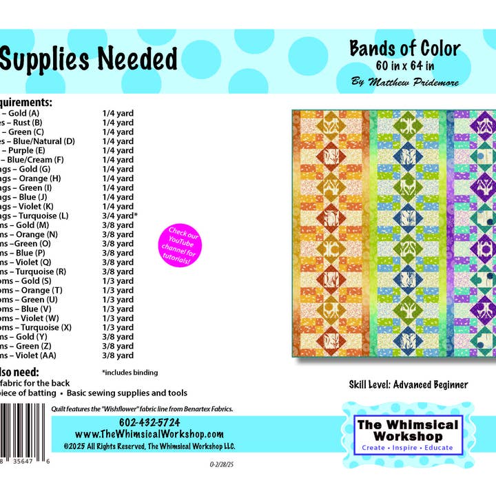 The Whimsical Workshop - Wholesale Quilt - Bands of Color Quilt Pattern1
