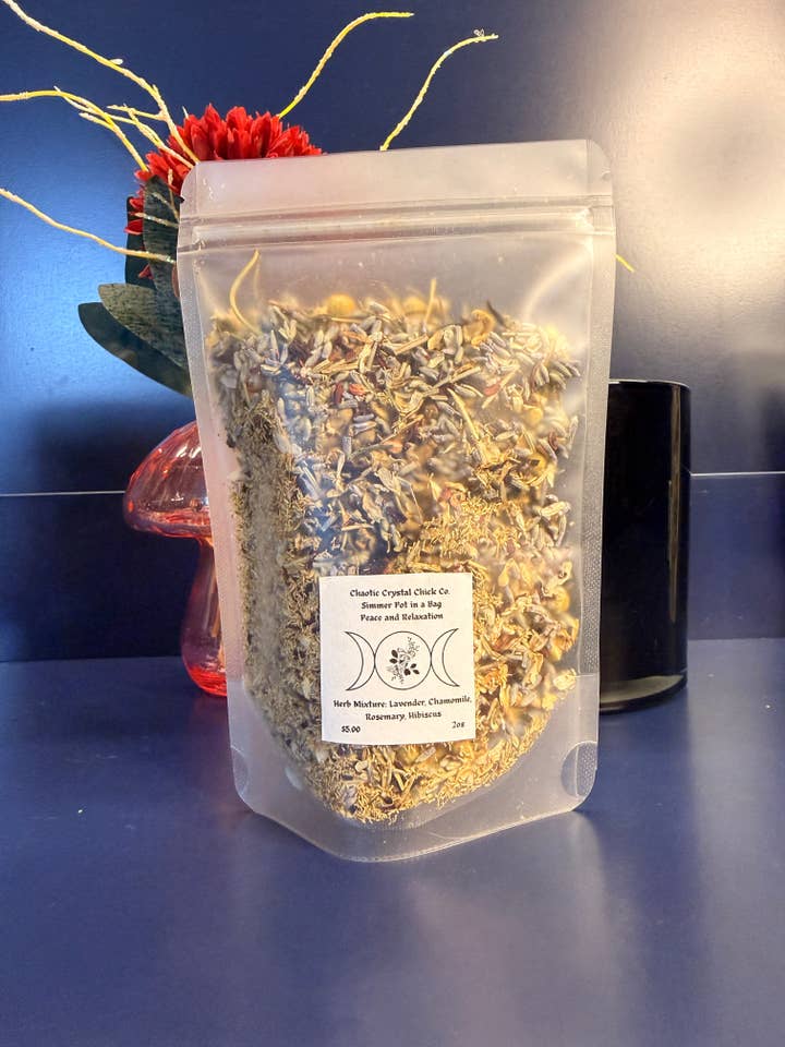 Peace and Relaxation Simmer Pot in a Bag for wholesale by Chaotic Crystal Chick Co.