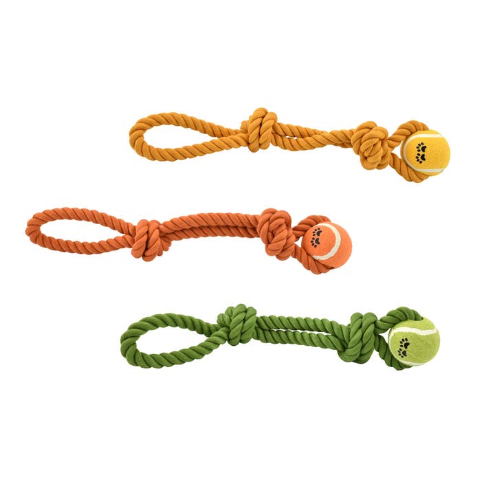 Nayeco Hundespielzeug: Zahnseil mit Knoten und Ball, 320 g, 45 cm für den Großhandel von Nayeco