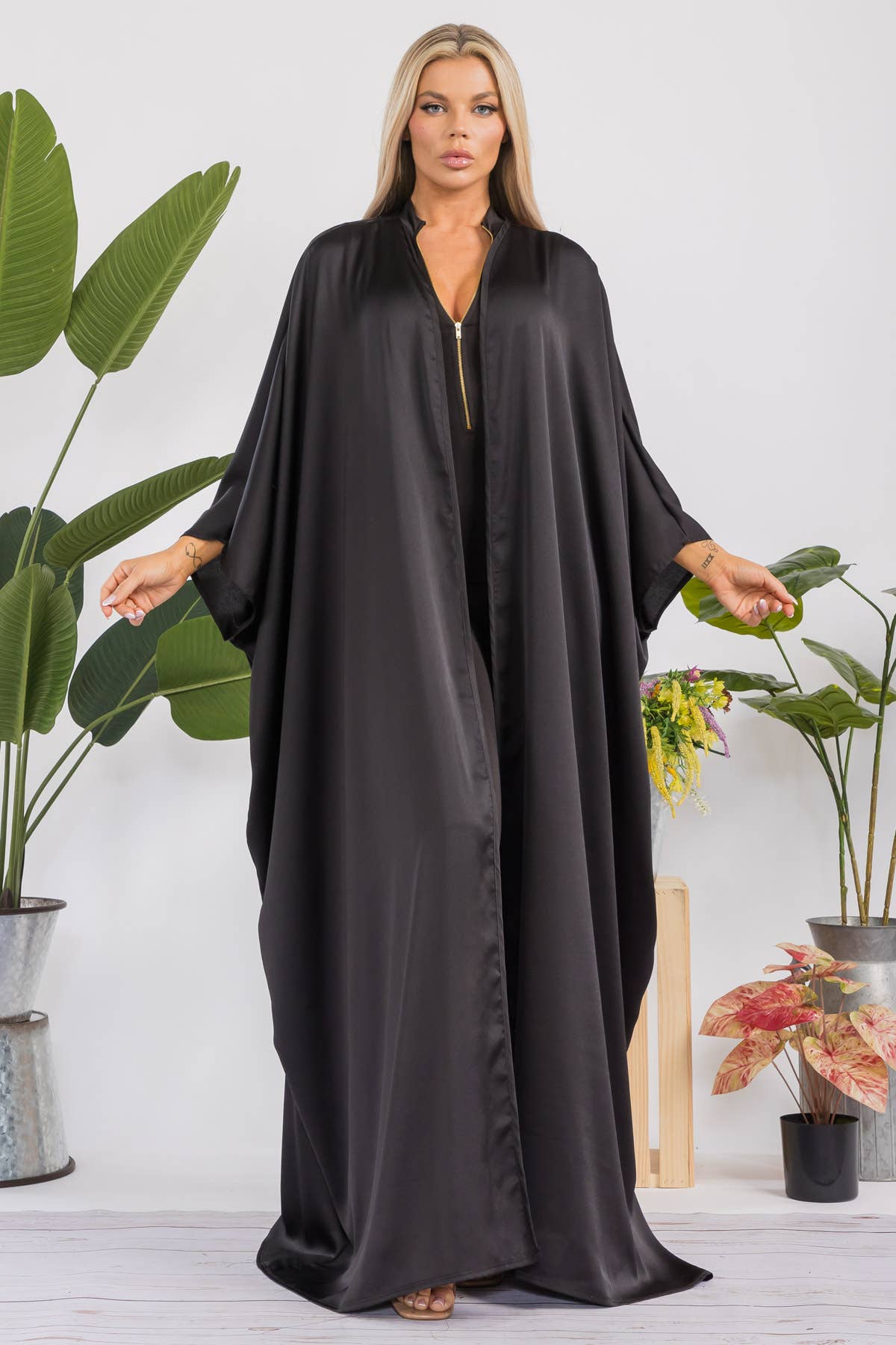 H&H Fashion Inc. - Wholesale Kimono - Women's - HH707D-R-SOLID - Open Front Duster7
